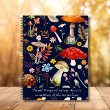 Vintage Goblincore Woodland Mushroom Forest Navy