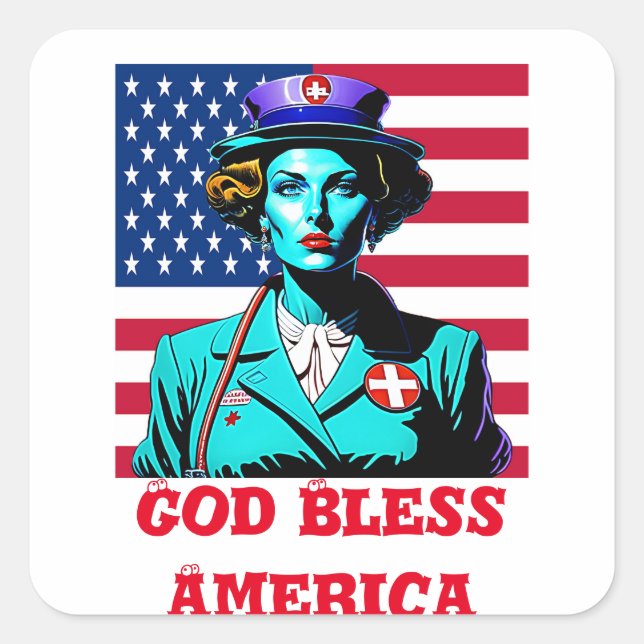 Vintage God Bless America Square Sticker (Front)