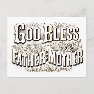 Vintage God Bless Father and Mother Prayer 1876 Postcard