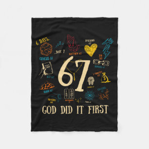 Vintage God Did It First 67 Six Seven Meme Christi Fleece Blanket