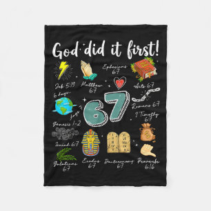 Vintage God Did It First 67 Six Seven Meme Christi Fleece Blanket