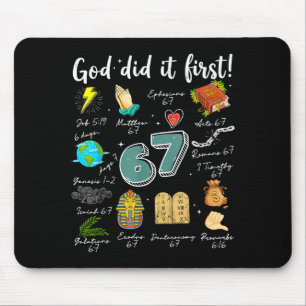 Vintage God Did It First 67 Six Seven Meme Christi Mouse Pad