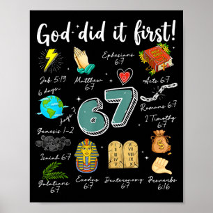 Vintage God Did It First 67 Six Seven Meme Christi Poster