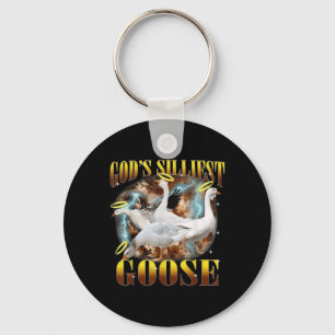 Vintage Gods Silliest Goose Funny Silly Goose Pun Keychain