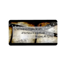 Vintage Gold and Black Film Strip Watercolor