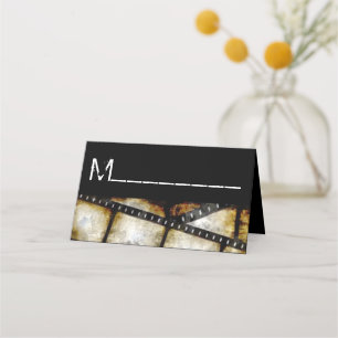 Vintage Gold and Black Film Strip Watercolor Place Card