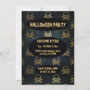 Vintage Gold And Black Pirate Skulls And Bones Card