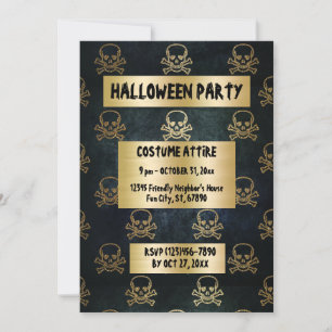 Vintage Gold And Black Pirate Skulls And Bones Card