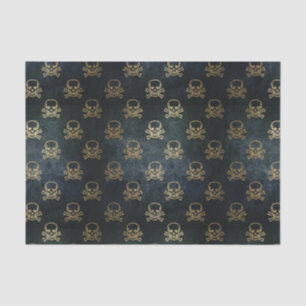 Vintage Gold And Black Pirate Skulls And Bones Tissue Paper