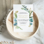Vintage Gold and Green Eucalyptus wedding Invitation<br><div class="desc">This vintage gold and green eucalyptus wedding invitation is perfect for a simple wedding.  The design features hand-painted watercolor green,  gold,  and blue leaves and flowers neatly arranged into bouquets and geometric elegant frames.</div>
