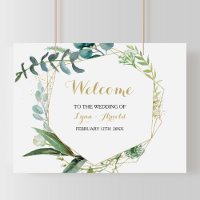 Vintage Gold and Green Eucalyptus Welcome Wedding