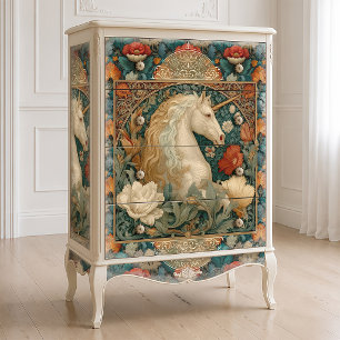 Vintage Gold And Jade Art Nouveau Unicorn Floral Tissue Paper