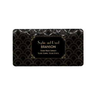 Vintage Gold Art Deco Fleur-de-lis Wedding Label