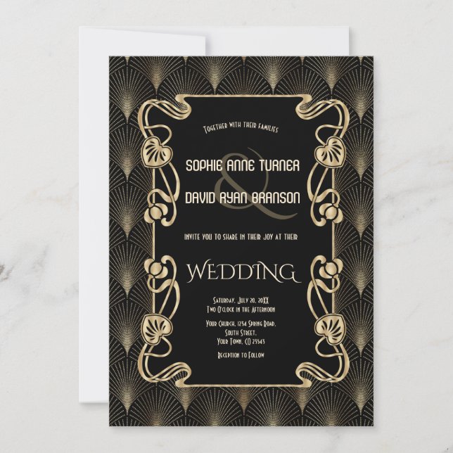 Vintage Gold Art Deco Great Gatsby Wedding Invitation (Front)