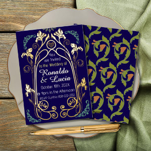 Vintage Gold Art Nouveau Wedding Invitation
