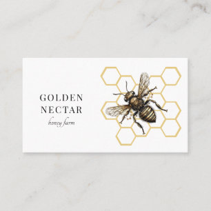 Vintage Gold Bee Logo Honeybee Beekeeper  Business Card