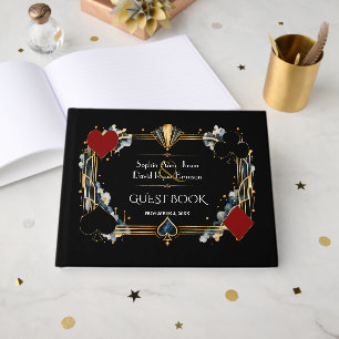 Vintage Gold Black Art Deco Casino Night  Wedding Guest Book