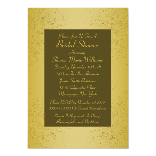 Vintage Gold Bridal Shower Invitations