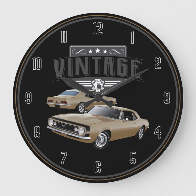 Vintage Gold Camaro Large Clock (Front)