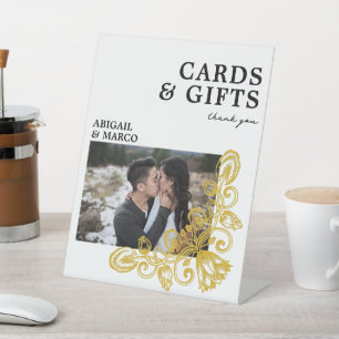 Vintage Gold Cards and Gifts Pedestal Sign