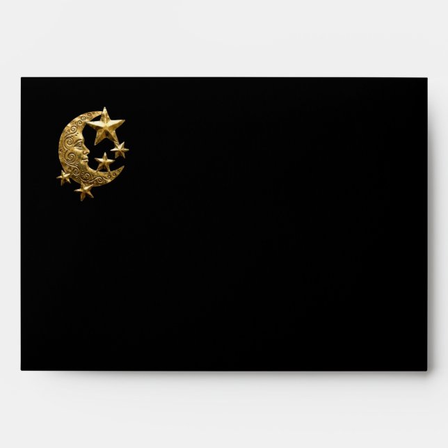 Vintage Gold Celestial Moon & Stars Envelopes (Front)