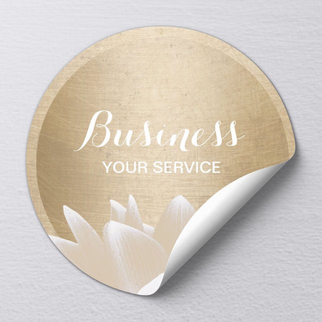 Vintage Gold Circle Lotus Flower Classic Round Sticker (Creator Uploaded)