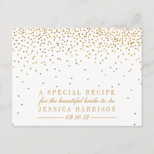 Vintage Gold Confetti Bridal Shower Recipe Cards