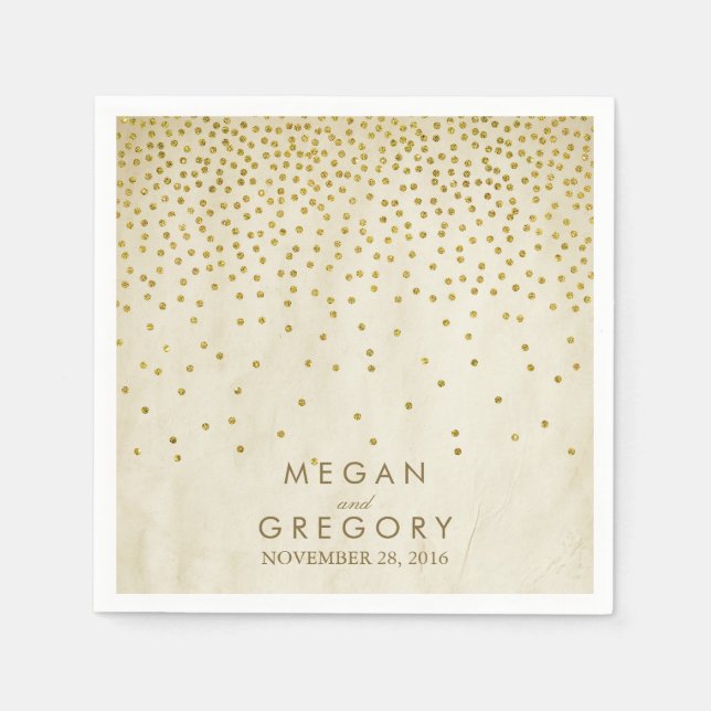 Vintage Gold Confetti Napkin (Front)
