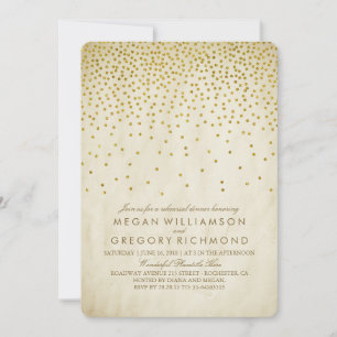 Vintage Gold Confetti Rehearsal Dinner Invitation