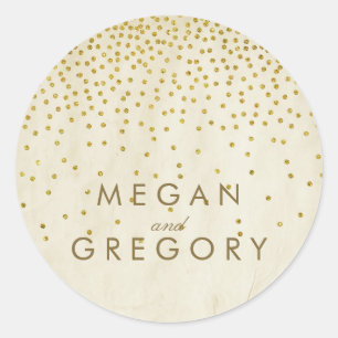Vintage Gold Confetti Wedding Classic Round Sticker