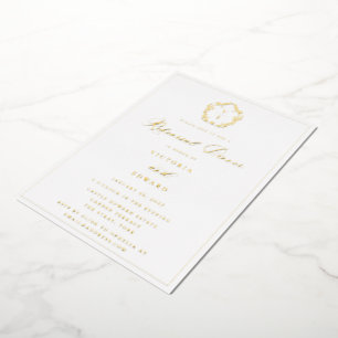 Vintage Gold Crest Monogram Rehearsal Dinner