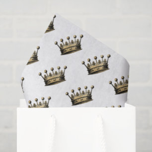 Vintage Gold Crown Royal Pattern Chic Fun Tissue Paper