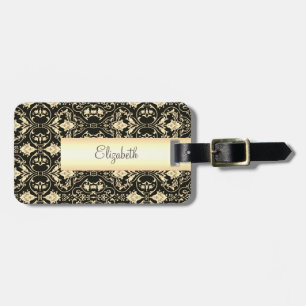 Vintage Gold Damask Swirls  Luggage Tag