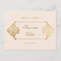 vintage gold decorative ornament save the date