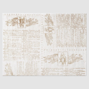 Vintage Gold Dictionary Page Decoupage Tissue Paper