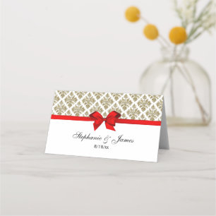 Vintage Gold DIY Damask DIY Bow Colour Escort Card