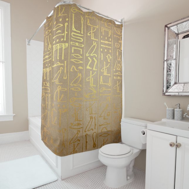 Vintage Gold Egyptian Hieroglyphics Paper Print (In Situ)