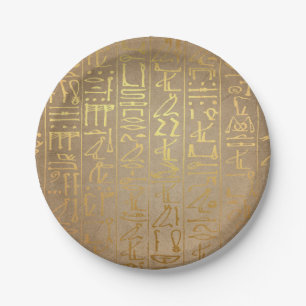 Vintage Gold Egyptian Hieroglyphics Paper Print Plate