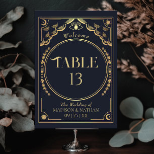 Vintage Gold Elegant Mystical Tarot Wedding Table Number