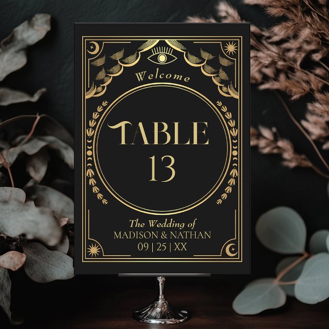 Vintage Gold Elegant Mystical Tarot Wedding Table Number (Creator Uploaded)