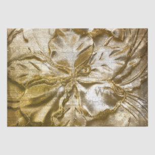 Vintage Gold Embossed Floral Motif White Glitter   Tissue Paper