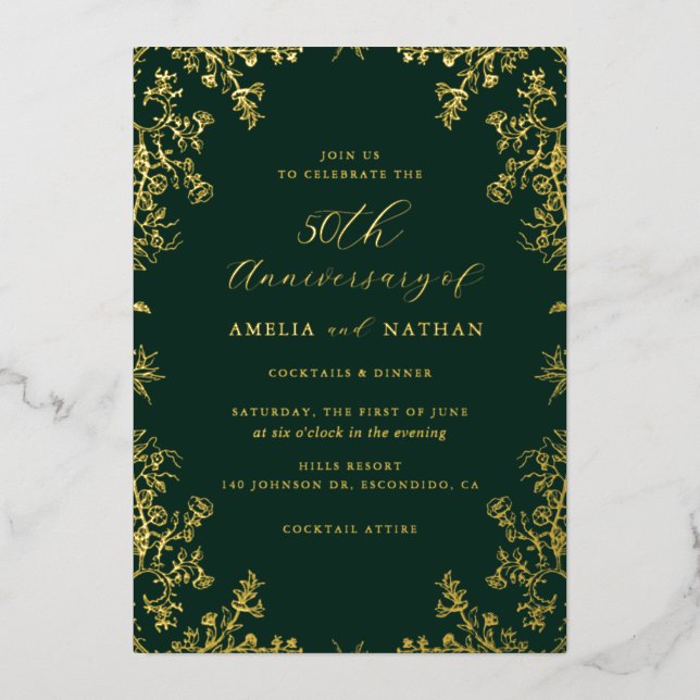 Vintage Gold Emerald 50th Anniversary Party (Front)