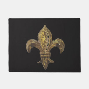Vintage Gold Fleur de Lis on Black Mat