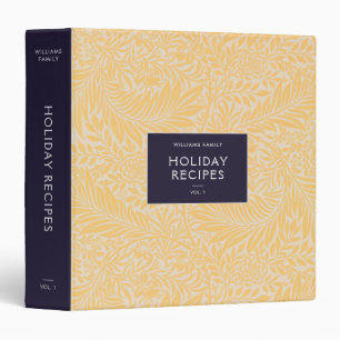 Vintage Gold Floral Botanical Holiday Recipes Binder