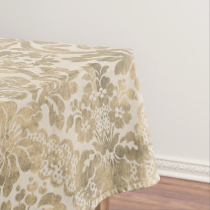 Vintage Gold Floral Damask Tablecloth