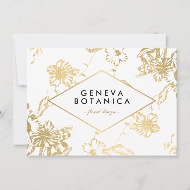 Vintage Gold Floral Pattern White Gift Certificate (Front)