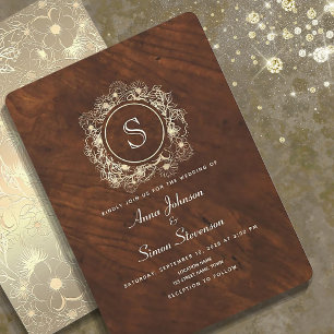 Vintage Gold Floral Rustic Wedding Invitation