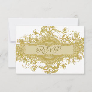 VINTAGE GOLD FLORAL Wedding RSVP Card