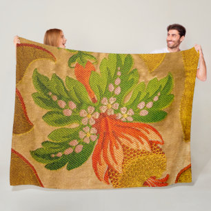 Vintage gold flowers woven blanket jacquard