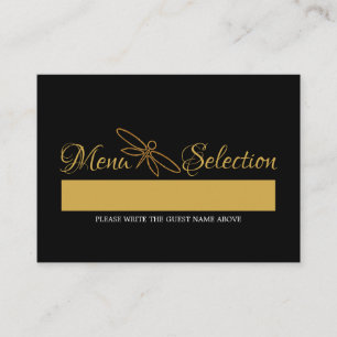 Vintage Gold Foil Dragonfly Mariage Menu Sélection